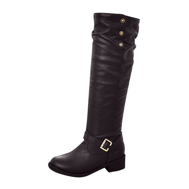 Retro Low-heeled Knight Boots
