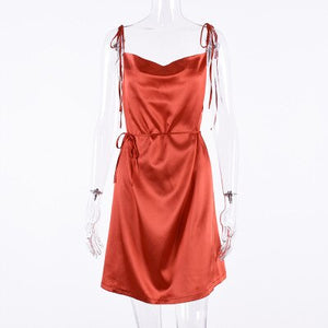 Irregular Collar Satin Dress